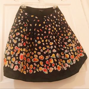 Tara Jarmon Silk Watercolor Petals Skirt - Navy